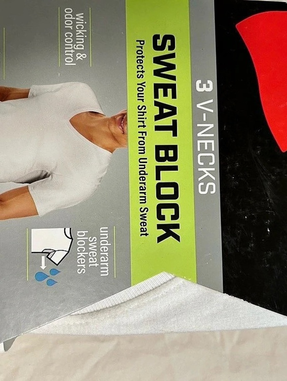 Hanes Sweat Block V-Neck 3-Pack White Undershirts Large